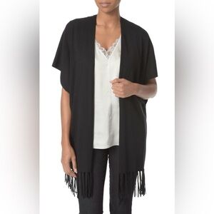KEREN hart Women’s Black Fringed Hem Poncho - 100% Polyester. Size: One Size